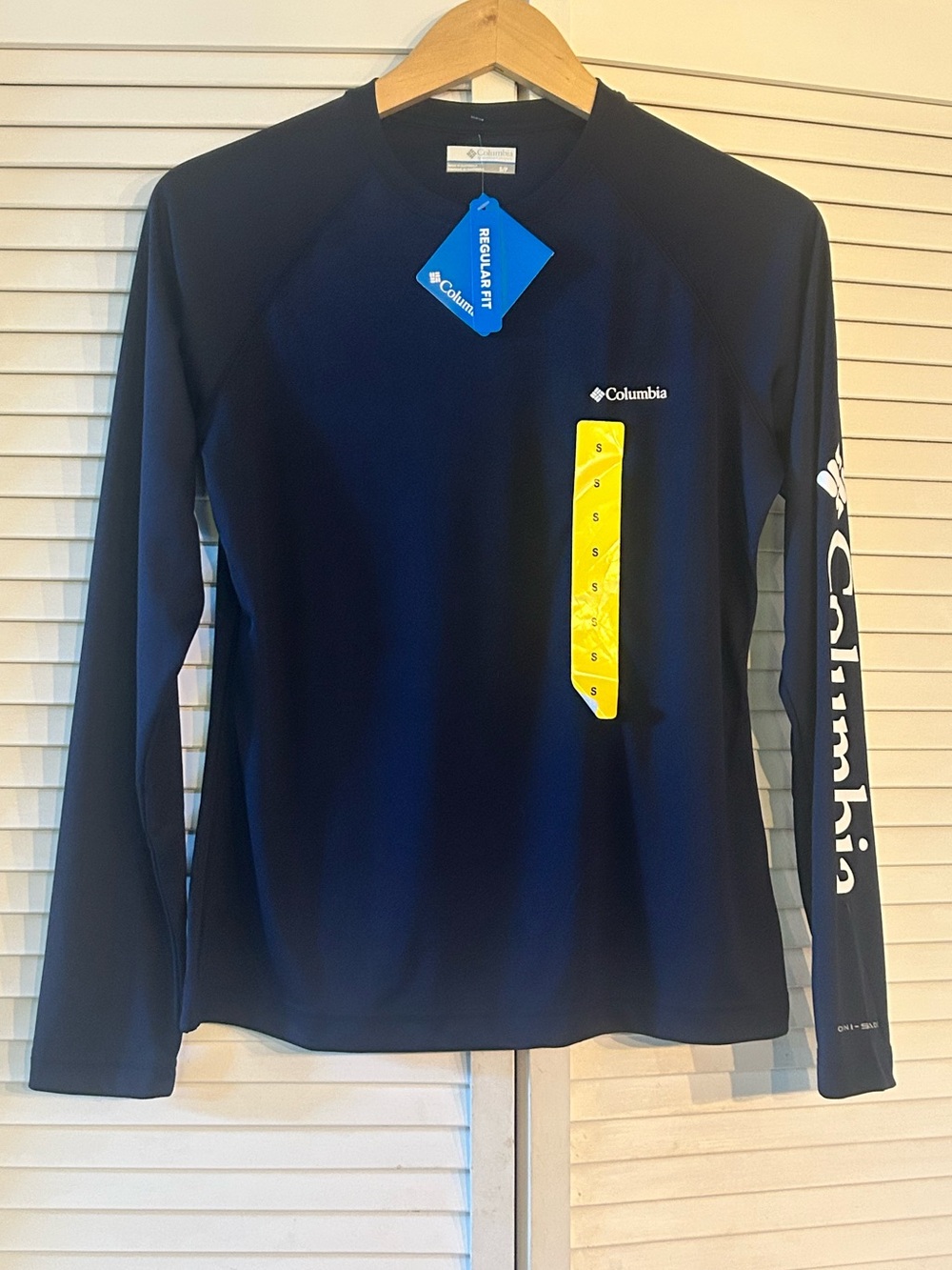 NEW Columbia Omni Shade Omni Wick Navy Regular Fit Long Sleeve Shirt sun / water